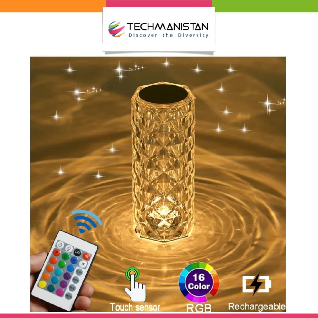 Techmanistan Color-Changing USB Charging Crystal Touch Table Lamp