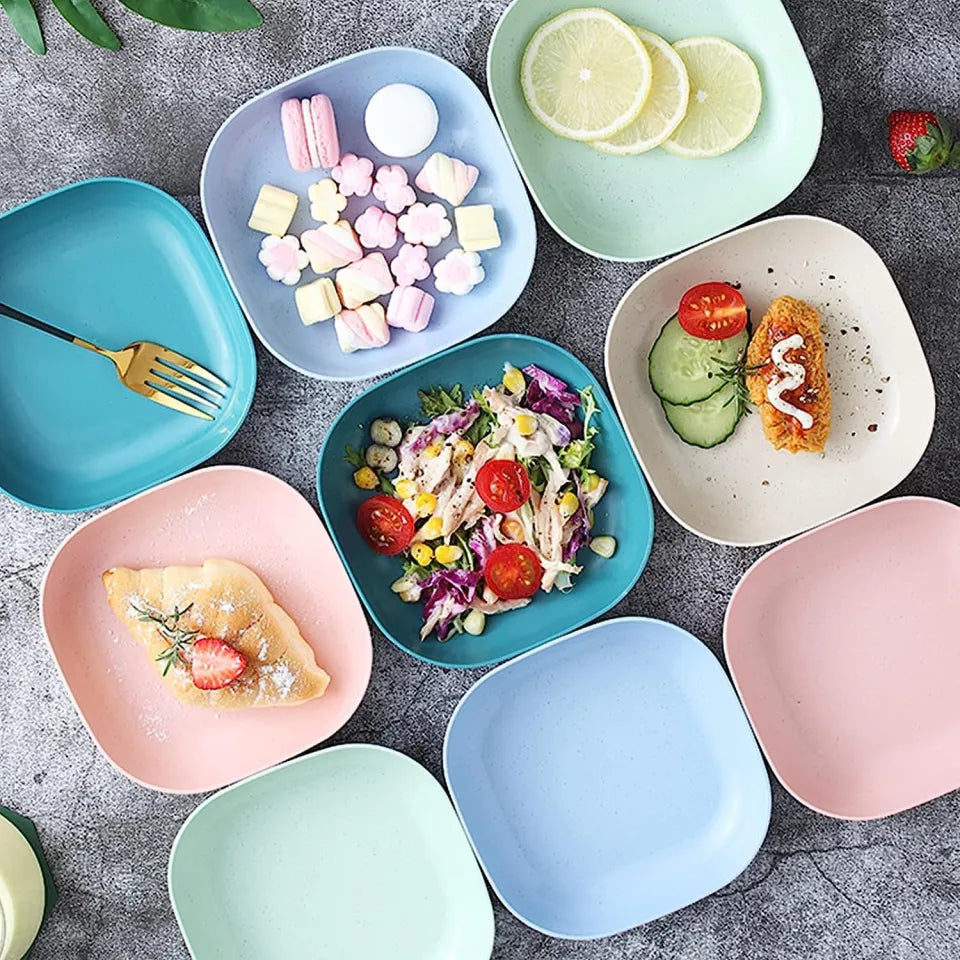 10-Piece Colorful Plate Set with Holder